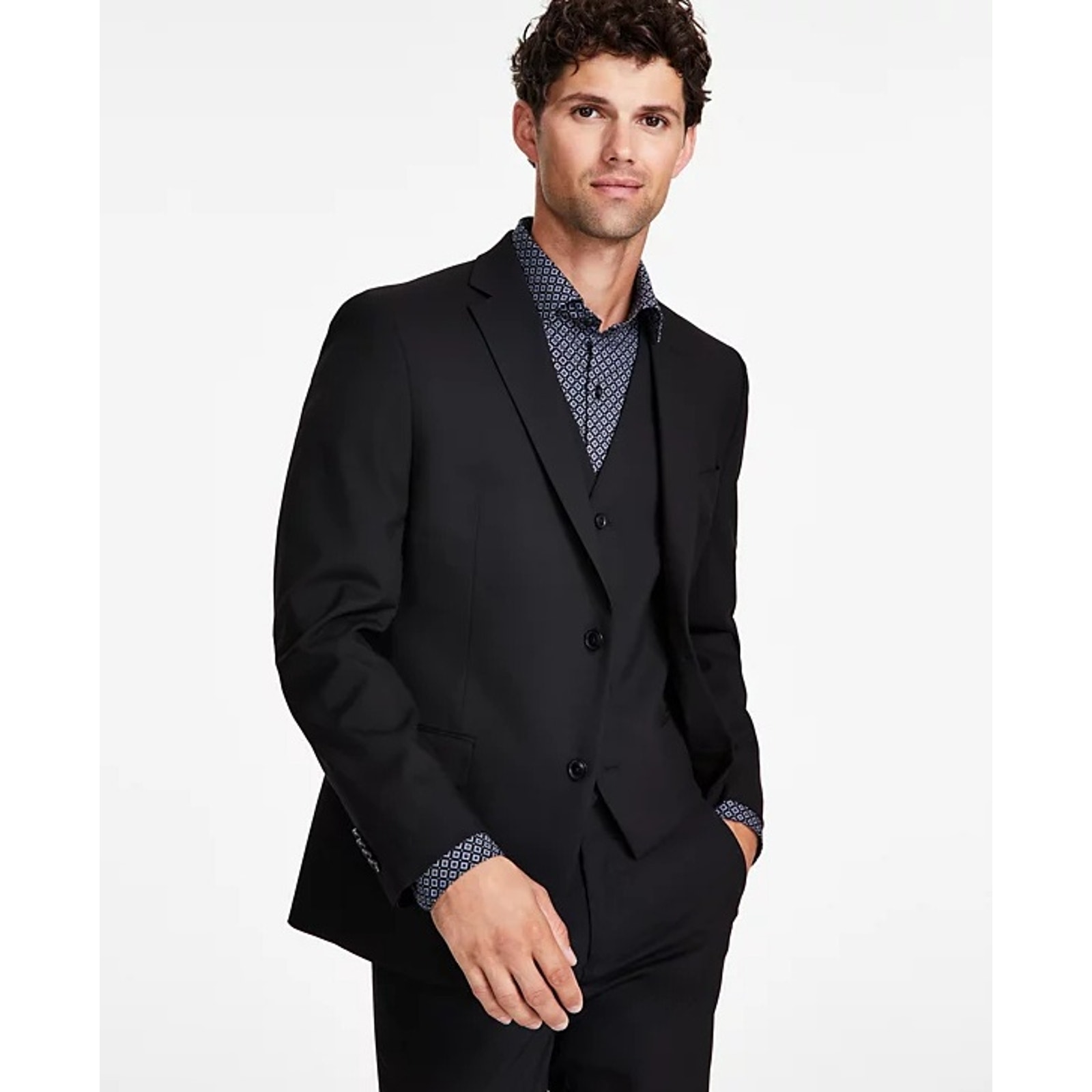 Alfani Men's Black Stretch Solid Slim-Fit Tailored Formal Suit Jacket Size 40s